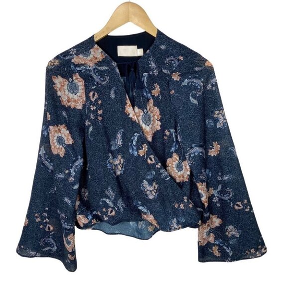 The JetSet Diaries TJD Boho Bell Sleeve Hippie Print Top Size XS Bohemian Blouse - Picture 3 of 10